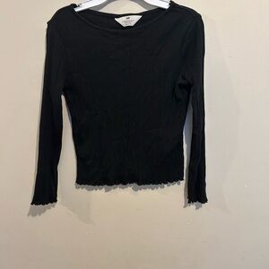 H&M Black Ribbed Long Sleeve Top